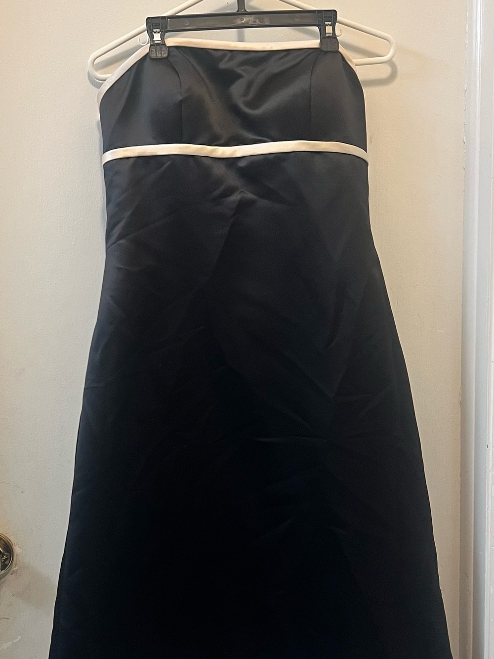 Bill Levkoff Black Strapless Dress with White Trim